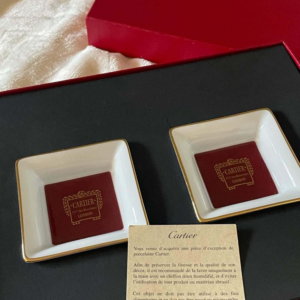 Cartier White and Gold Porcelain Dish Set